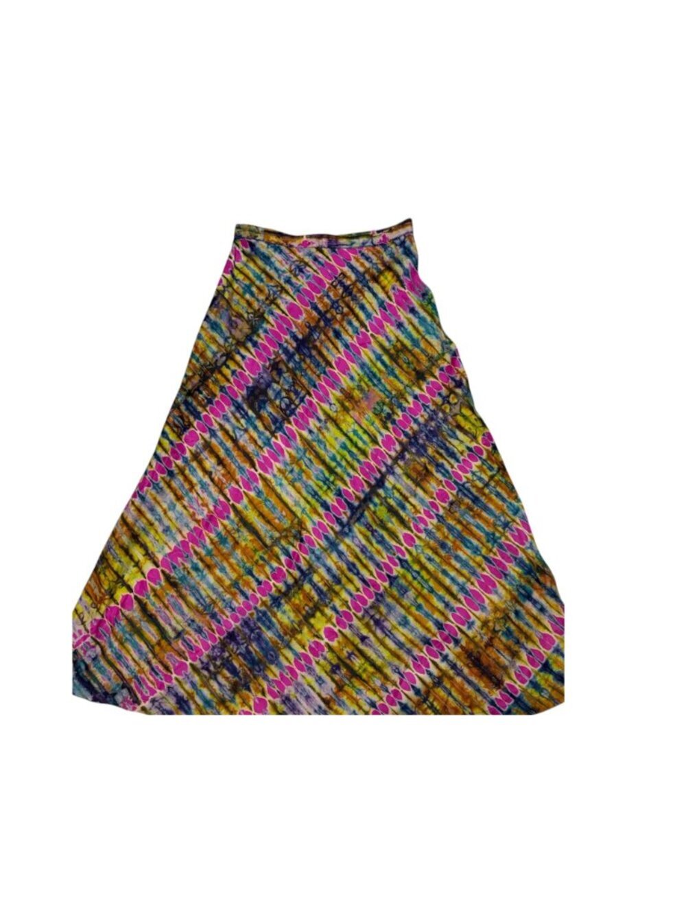 VTG 90s Hand Tie Dye Maxi Skirt M Asymmetric Print Hippie Pride Indie Festival